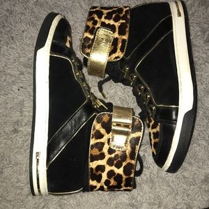 Michael Kors cheetah black suede hightop sneakers